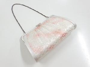 リサイクル　銀糸桜模様織り出し和装バッグ